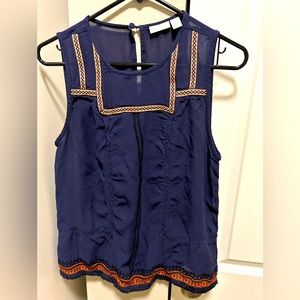Dark blue sleeveless Hinge blouse